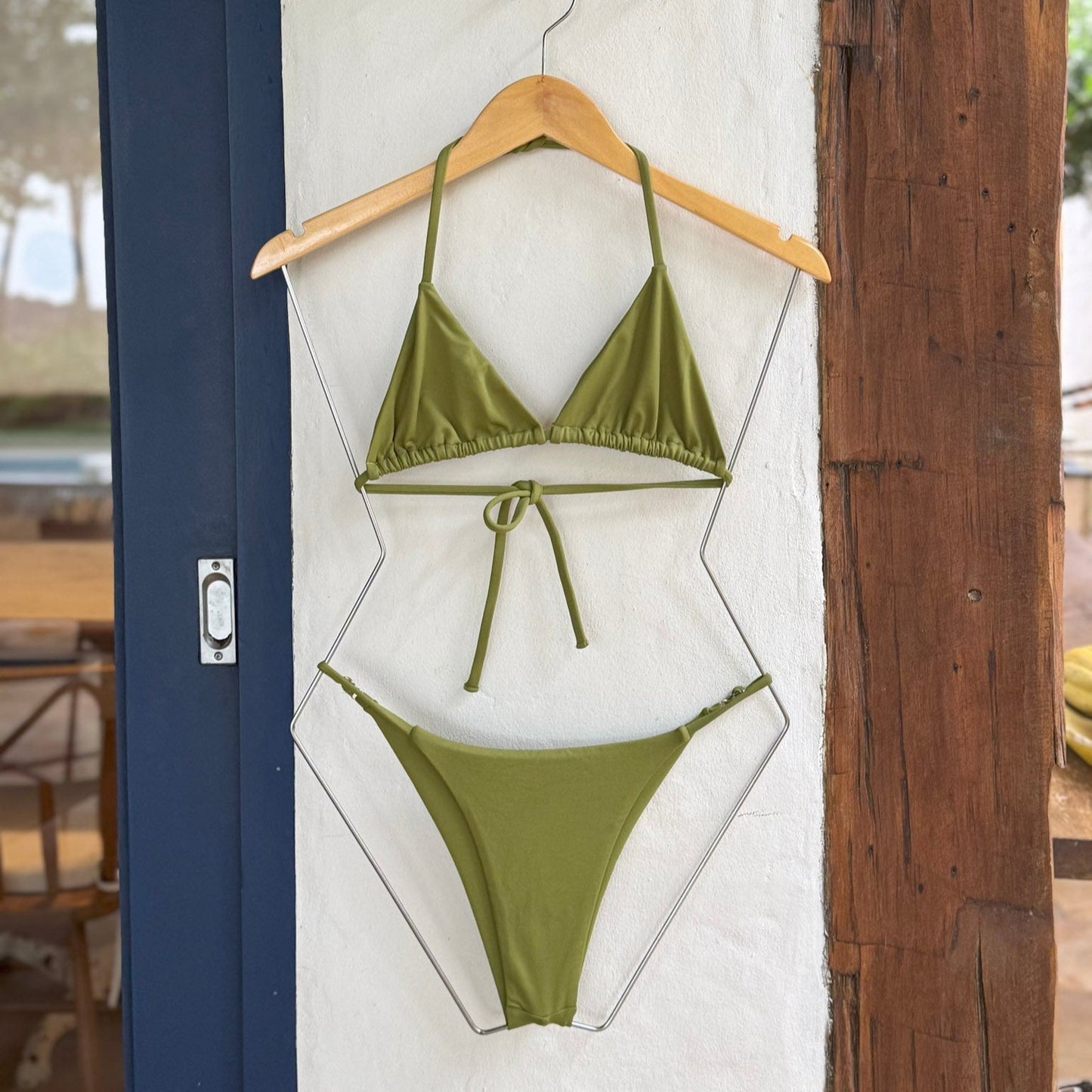Top Biquini Cortininha Verde Matchá