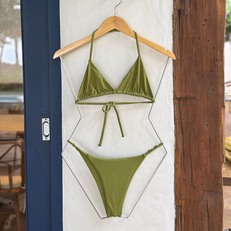 Top Biquini Cortininha Marrom